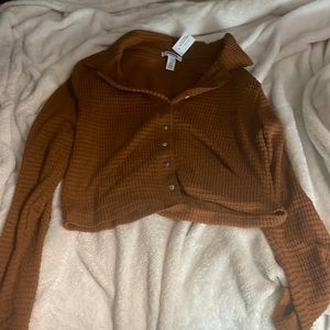 never worn brown cardigan button up, size XL